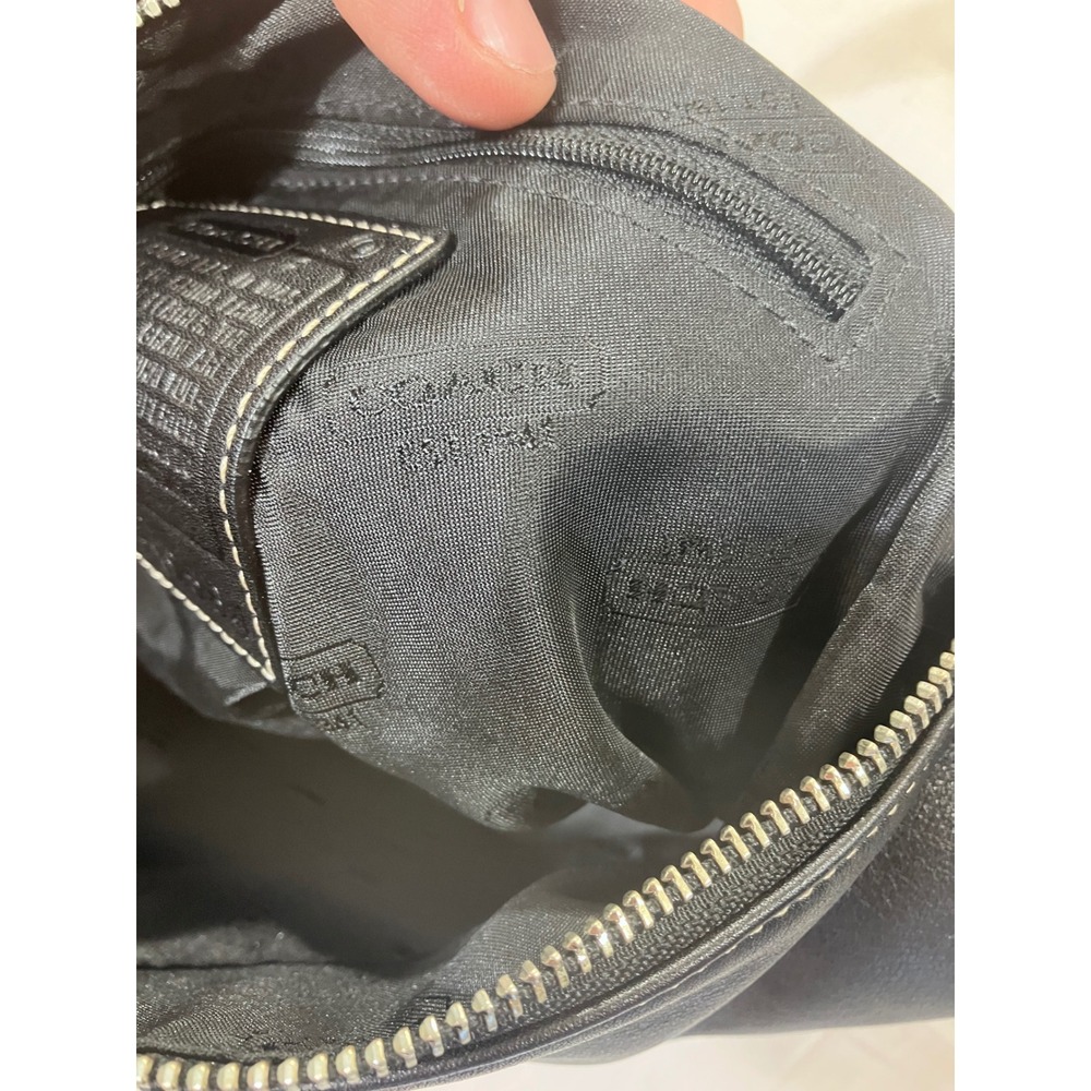 Coach Black‎ Leather Shoulder Baguette Handbag Silver Hardware - Picture 10 of 12
